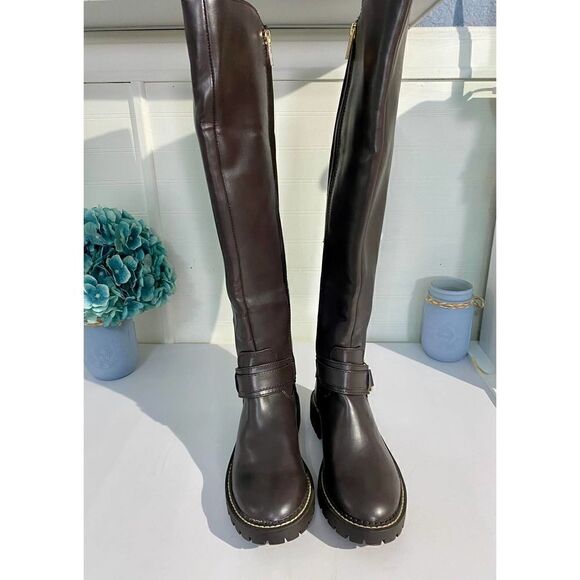 Tommy Hilfiger Brown Jiola Equestrian Boot - Picture 2 of 9